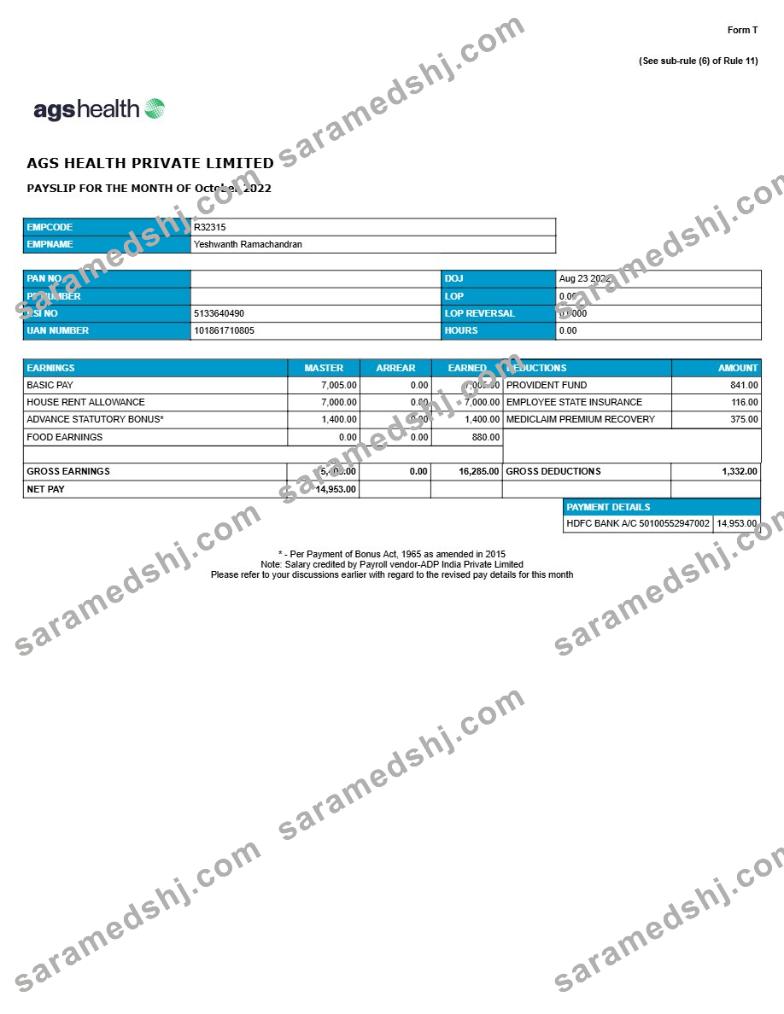 AGS Health management company payslip template in Word and PDF formats.pdf, 1